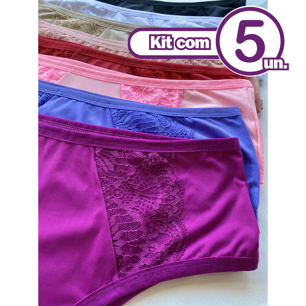 5 Unidades Tangão Calçola Calcinha Senhora Cintura Alta Microfibra Confortável
